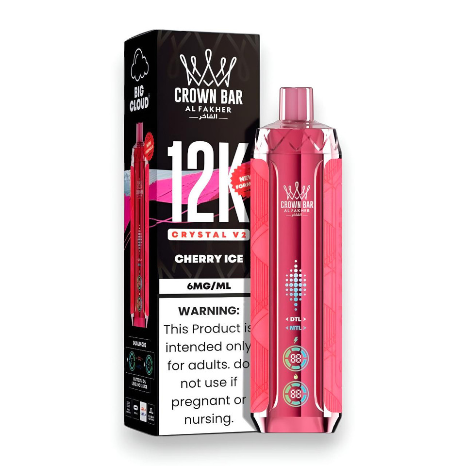 Al Fakher Crown Bar Crystal V2 12K Puff Disposable-Cherry Ice
