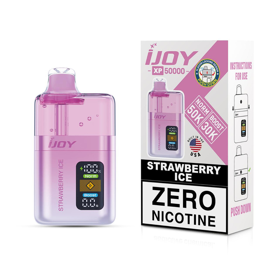 IJoy XP50000 Puff Zero Nicotine Disposable Strawberry ice.