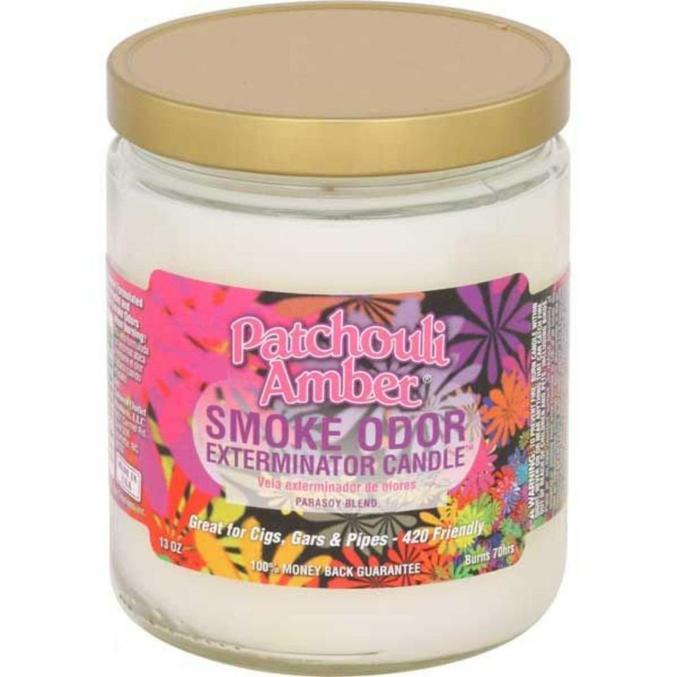smoke odor 13oz candle Patchouli Amber