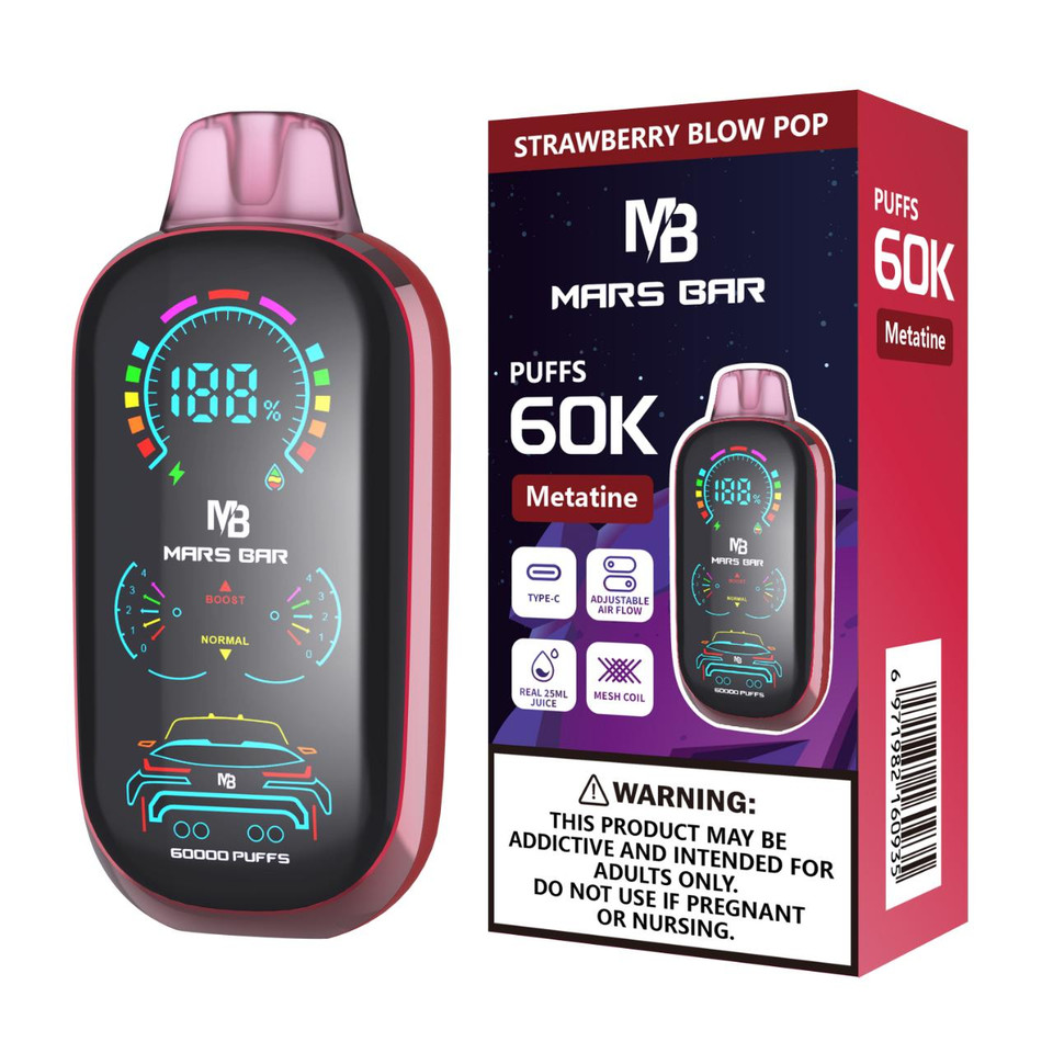 Mars Bar Metatine 60K Puff Disposable-Strawberry Blow Pop
