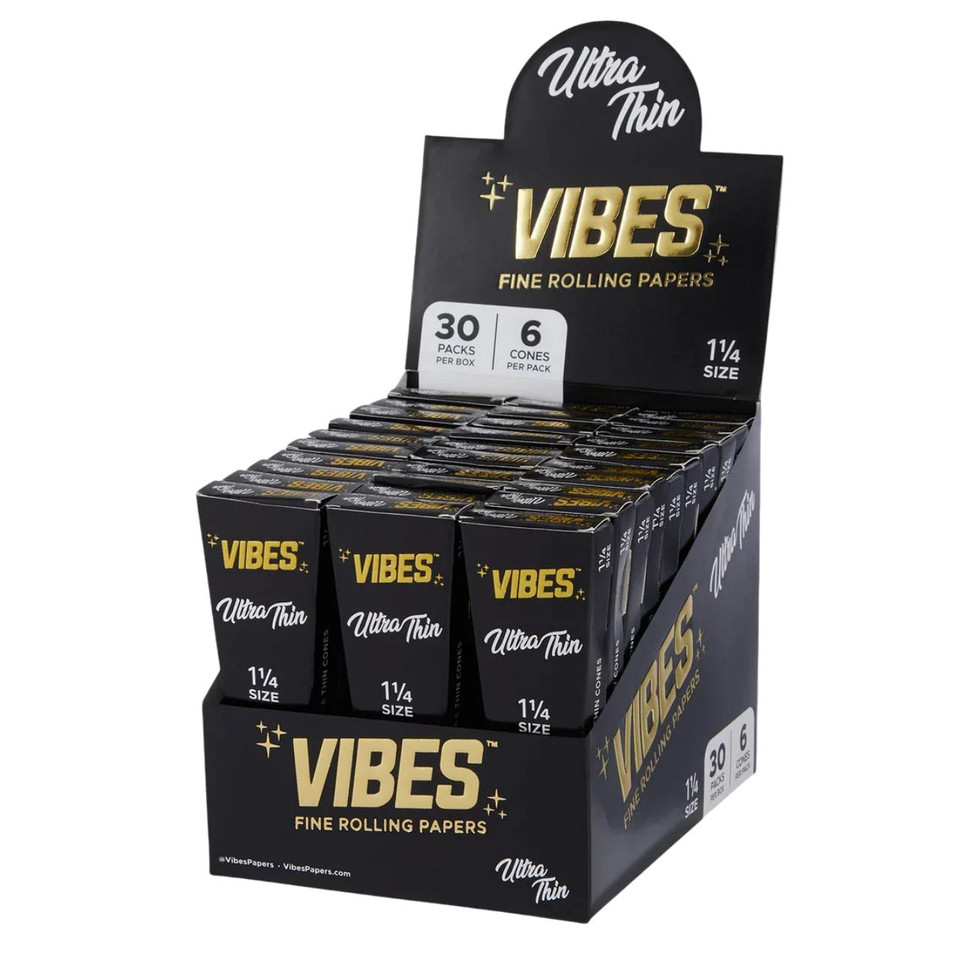 VIBES CONES 30PK 1-14 ULTRA THIN BLACK