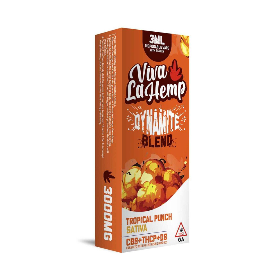 Viva La Hemp Dynamite Blend Disposable WScreen 3ML-Tropical Punch Sativa