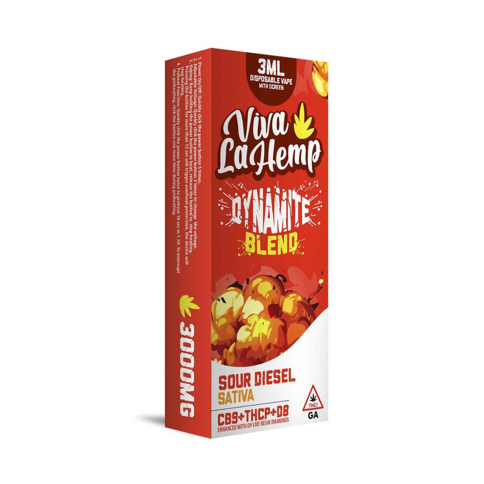 Viva La Hemp Dynamite Blend Disposable WScreen 3ML-Sour Diesel Sativa