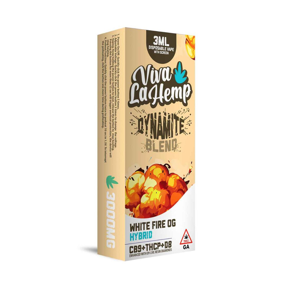 Viva La Hemp Dynamite Blend Disposable WScreen 3ML-White Fire OG Hybrid