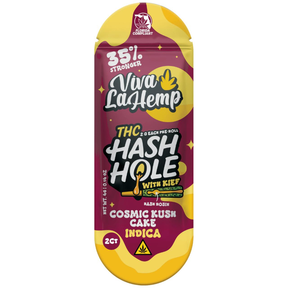 Viva La Hemp Kief Hash Hole PreRolls 2G 1PK-2CT Cosmic Kush Cake Indica