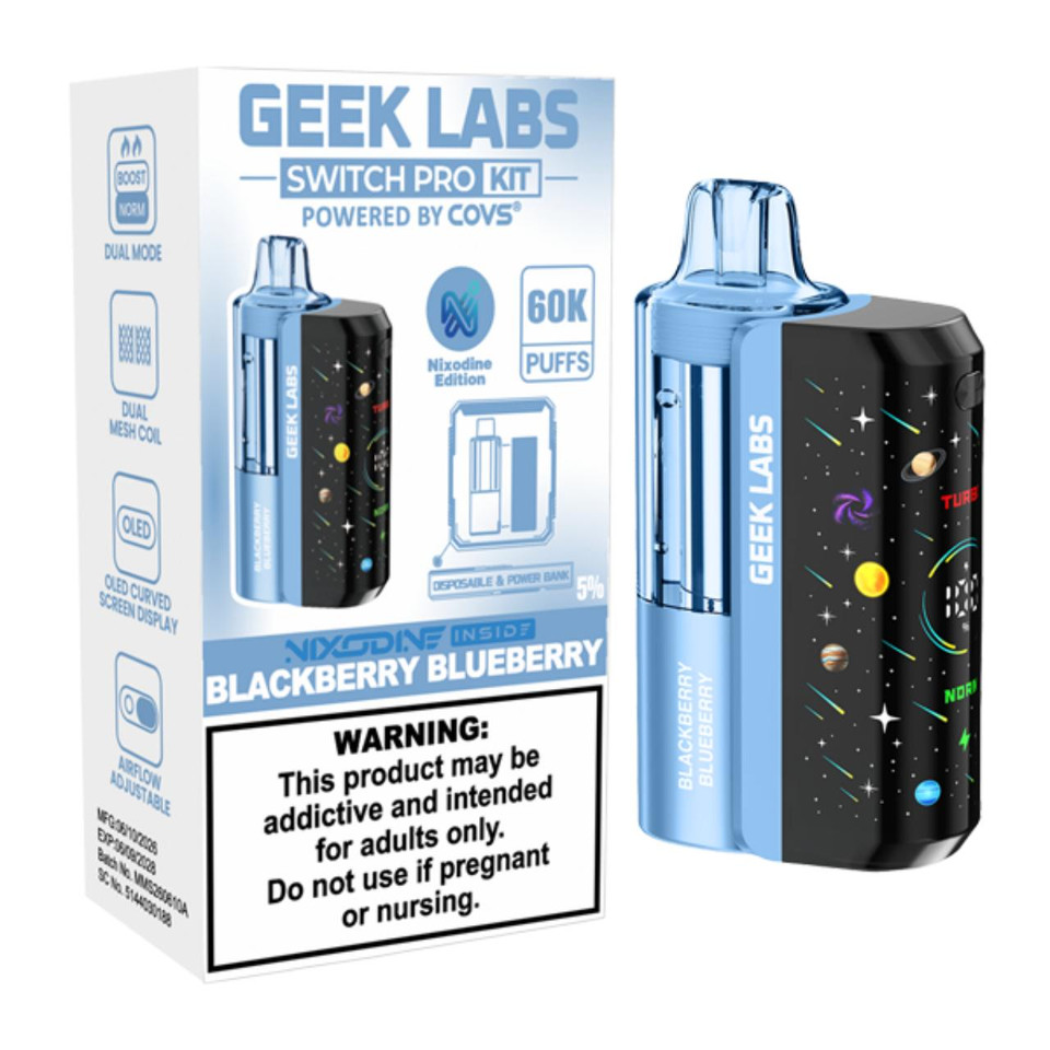 Geek Labs Switch Pro Kit Nixodine 60K Puff Disposable Blackberry Blueberry
