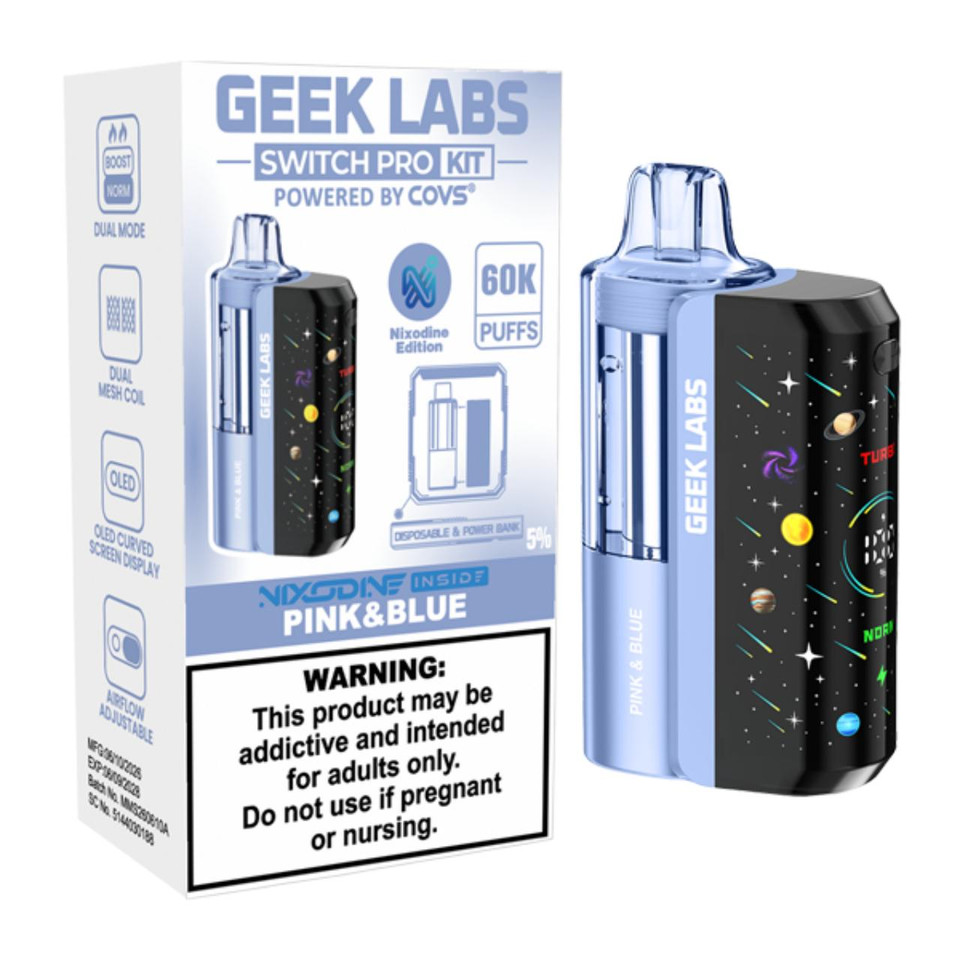 Geek Labs Switch Pro Kit Nixodine 60K Puff Disposable Pink & Blue