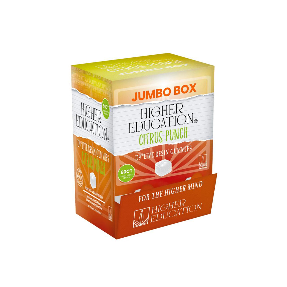 Higher Education D9 THC Live Resin Gummies 1500MG -50CT Citrus Punch Sativa
