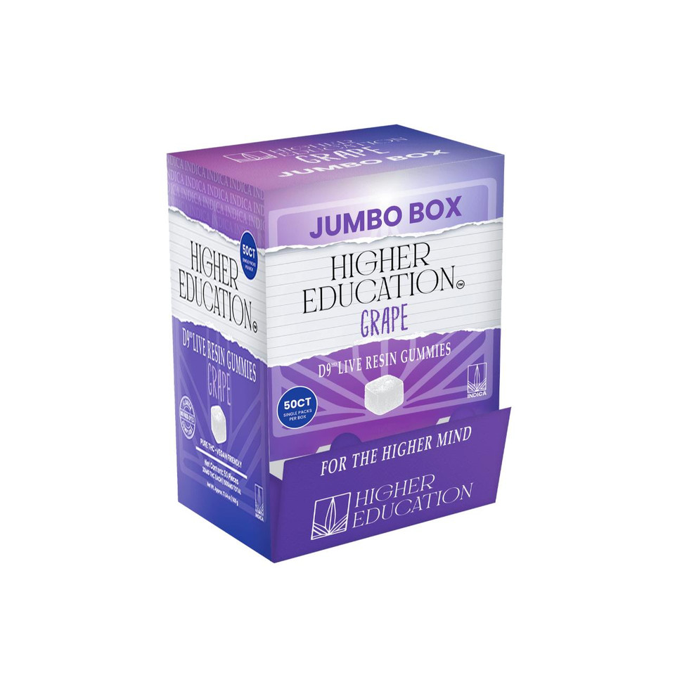 Higher Education D9 THC Live Resin Gummies 1500MG -50CT Grape Indica