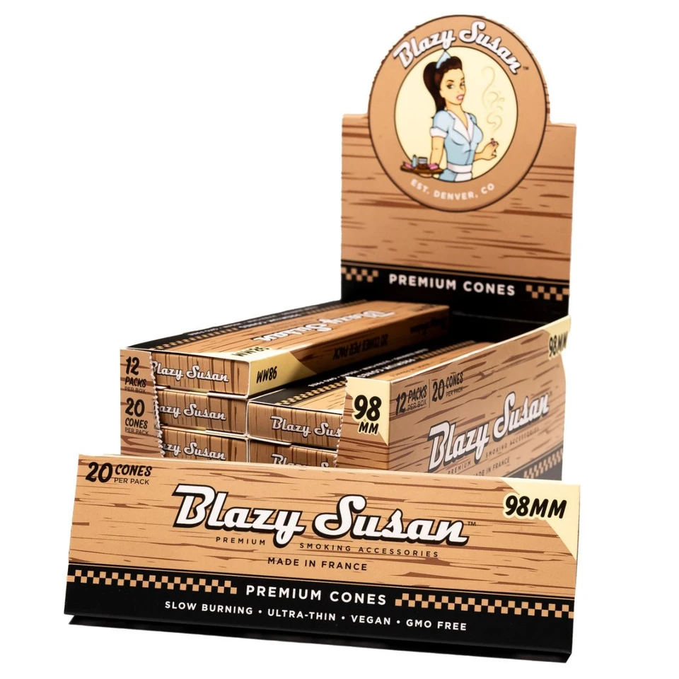 BLAZY SUSAN 98MM CONES UNBLEACHED - 12PK - 20CT