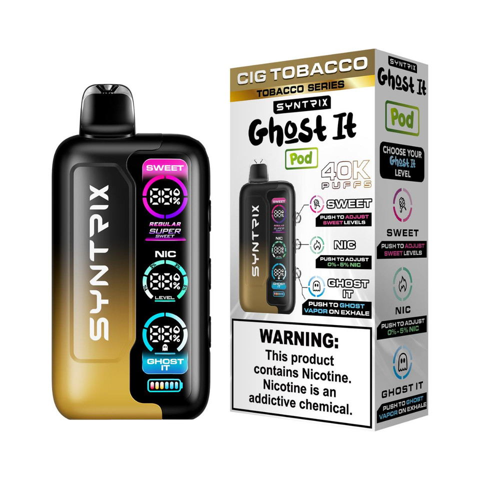 POD JUICE SYNTRIX Ghost It 40K Puff Disposable Cig Tobacco