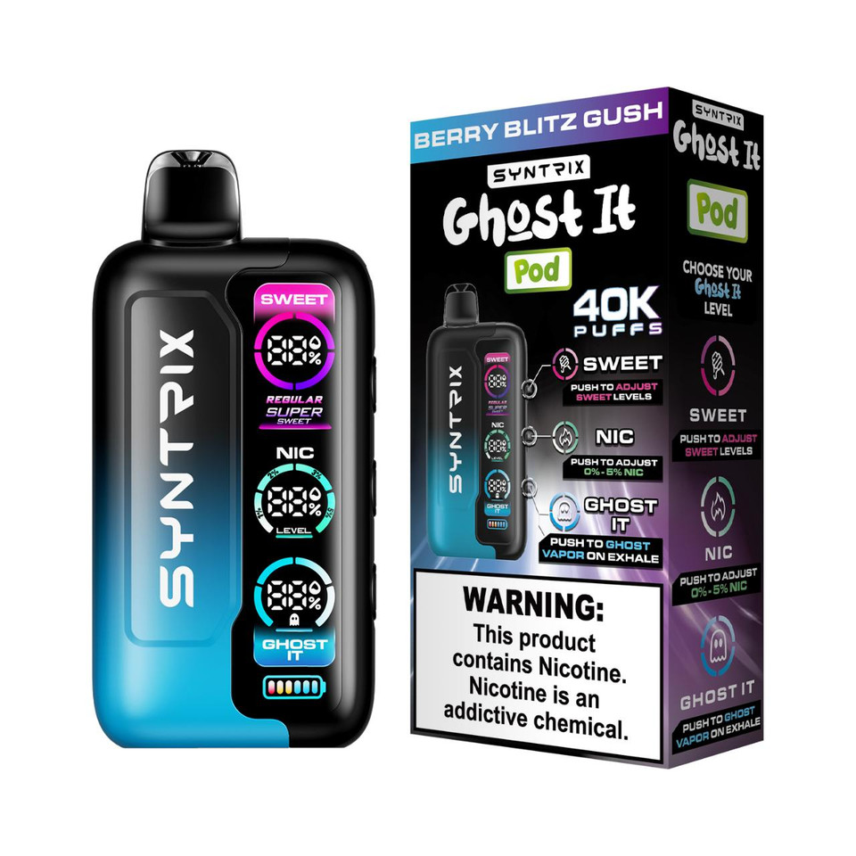 POD JUICE SYNTRIX Ghost It 40K Puff Disposable Berry Blitz Gush