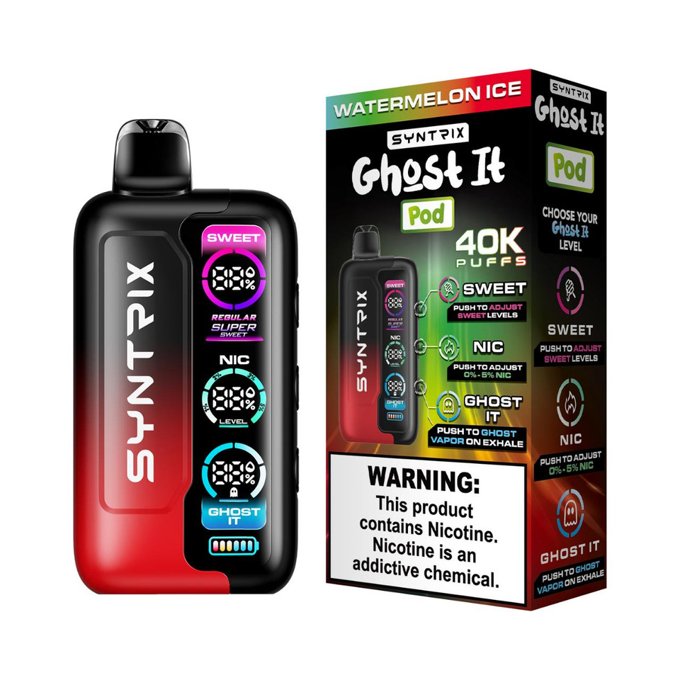 POD JUICE SYNTRIX Ghost It 40K Puff Disposable Watermelon lce