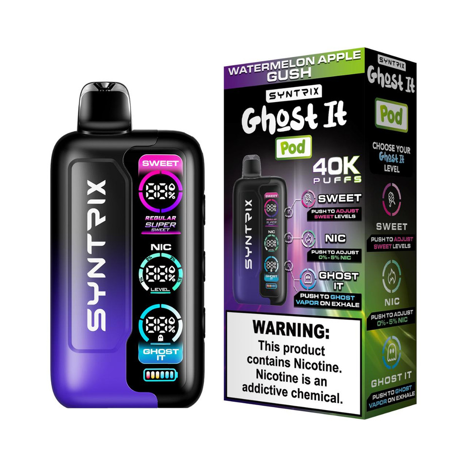 POD JUICE SYNTRIX Ghost It 40K Puff Disposable Watermelon Apple Gush