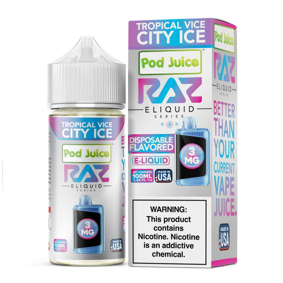 Pod Juice x RAZ Tropical Vice City Ice Tobacco Free Nicotine E-Juice 100ml