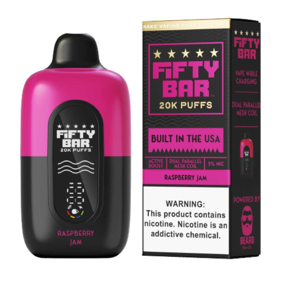 Fifty Bar V2 20000 Puff Disposable Black Series - Raspberry Jam