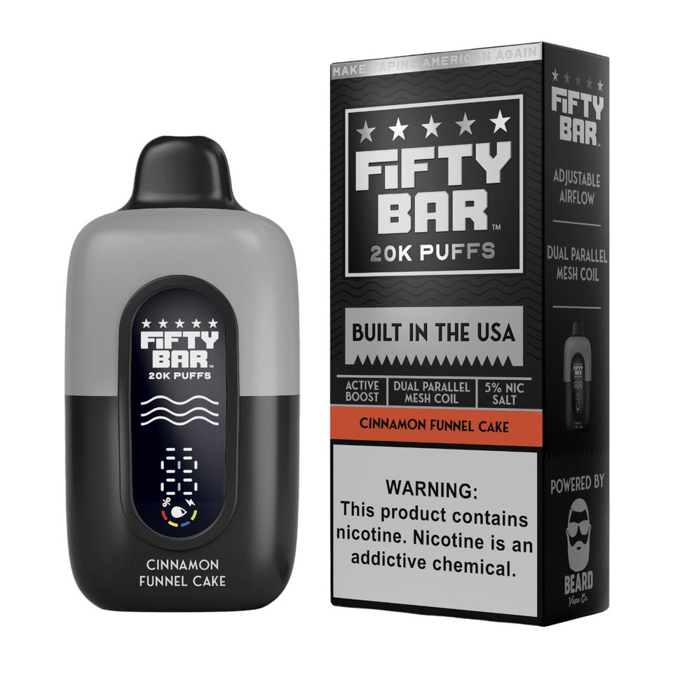 Fifty Bar V2 20000 Puff Disposable Cinnamon Funnel Cake - Black Series