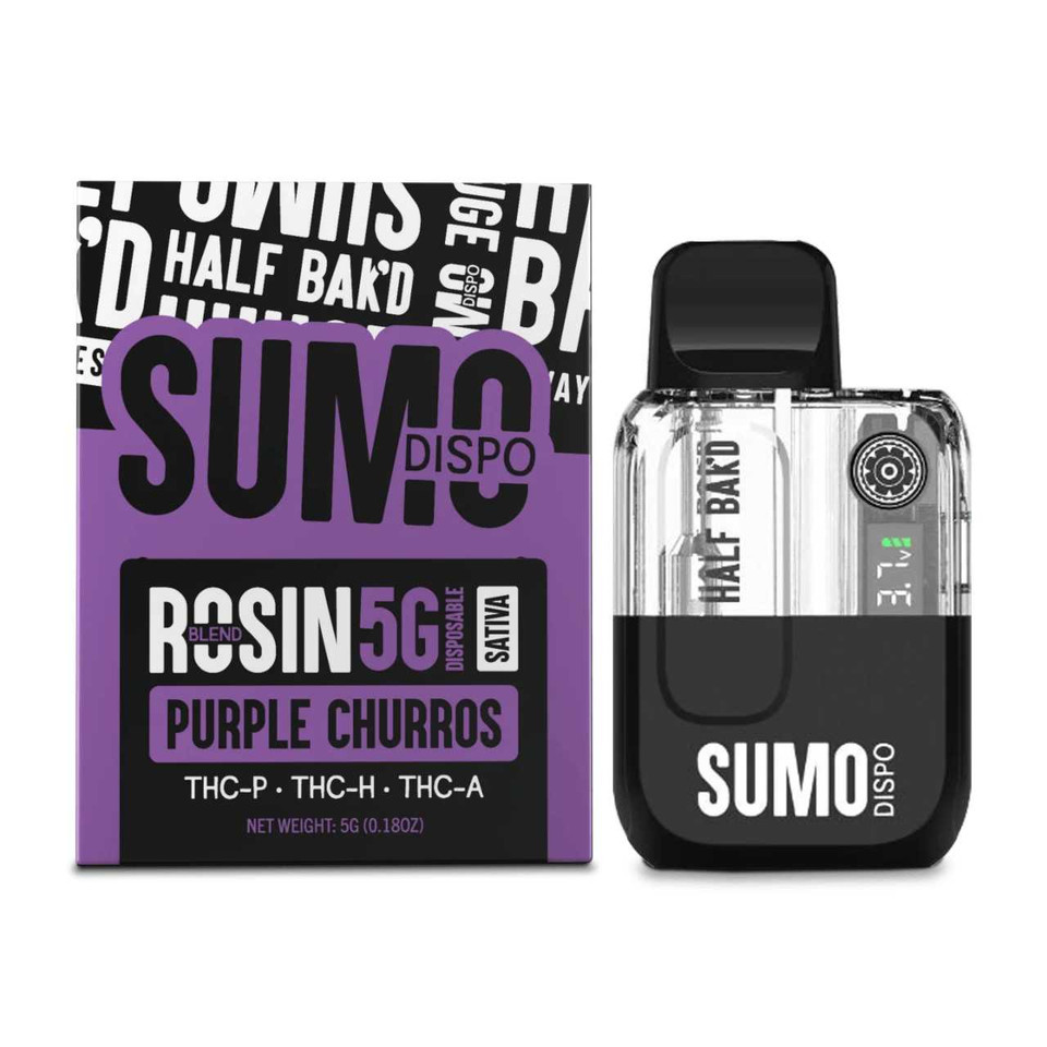 Half Bak'd Sumo Rosin Blend THC-P THC-H THC-A Disposable - 5G Purple Churros