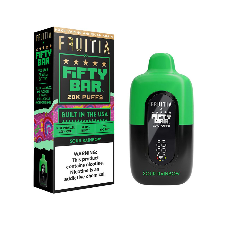 Fruitia x Fifty Bar 20000 Puff Disposable  Sour Rainbow