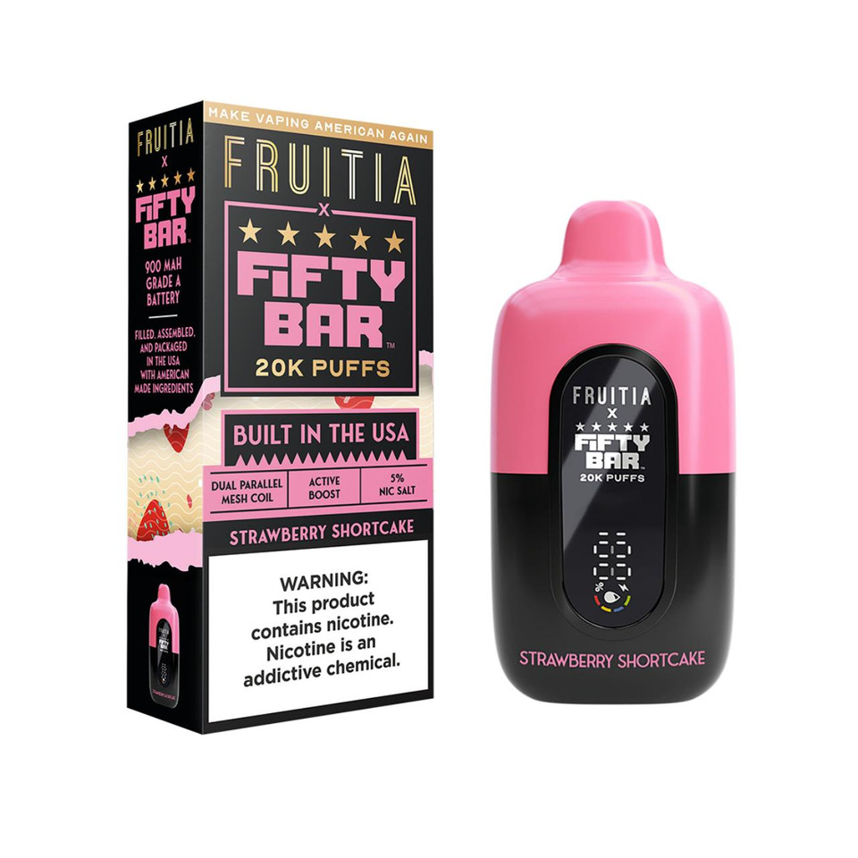 Fruitia x Fifty Bar 20000 Puff Disposable Strawberry Shortcake