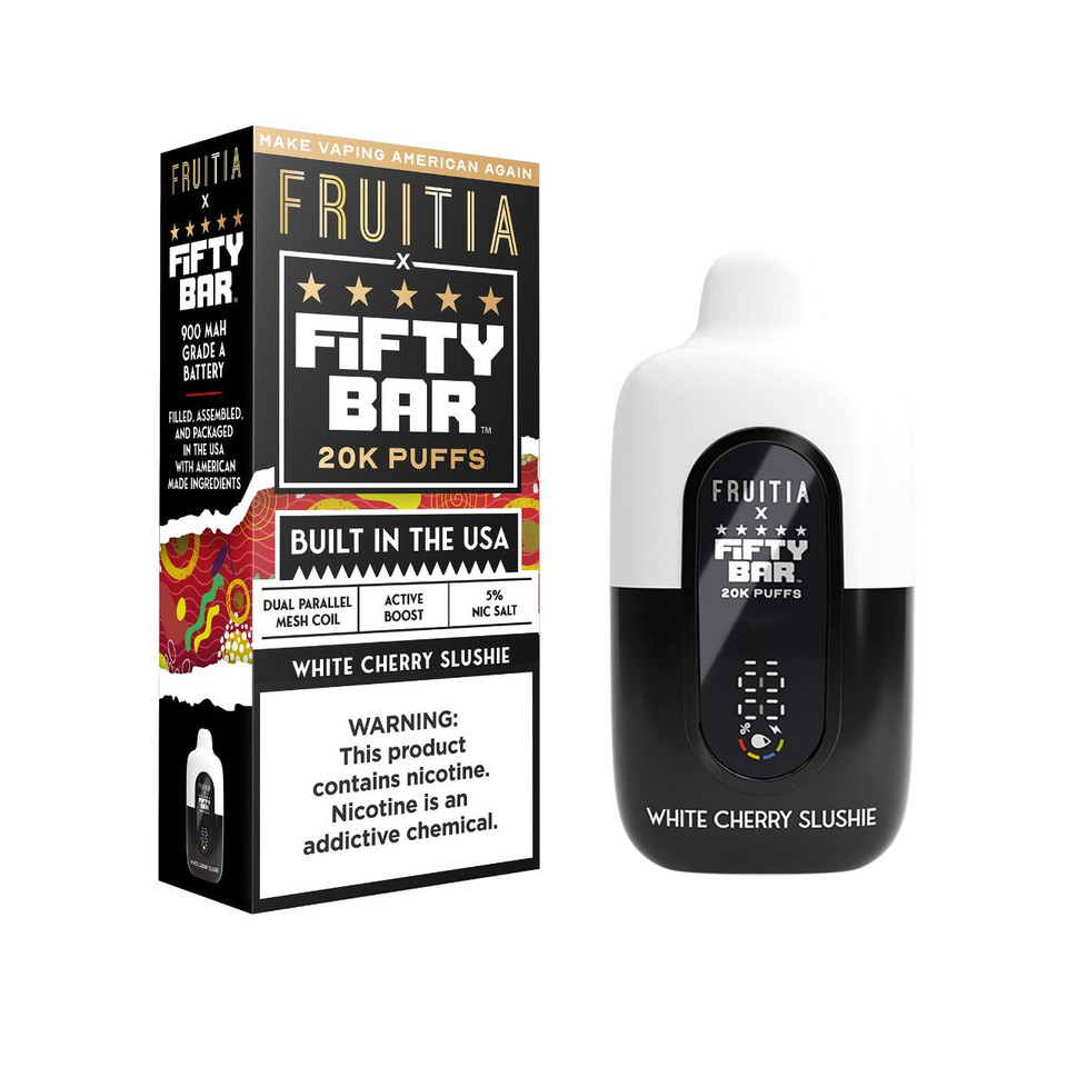 Fruitia x Fifty Bar 20000 Puff Disposable White Cherry Slushie