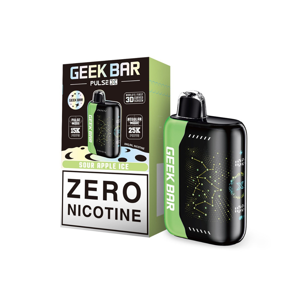 Geek Bar Pulse X 25000 Puff Zero Nicotine Disposable Sour Apple lce