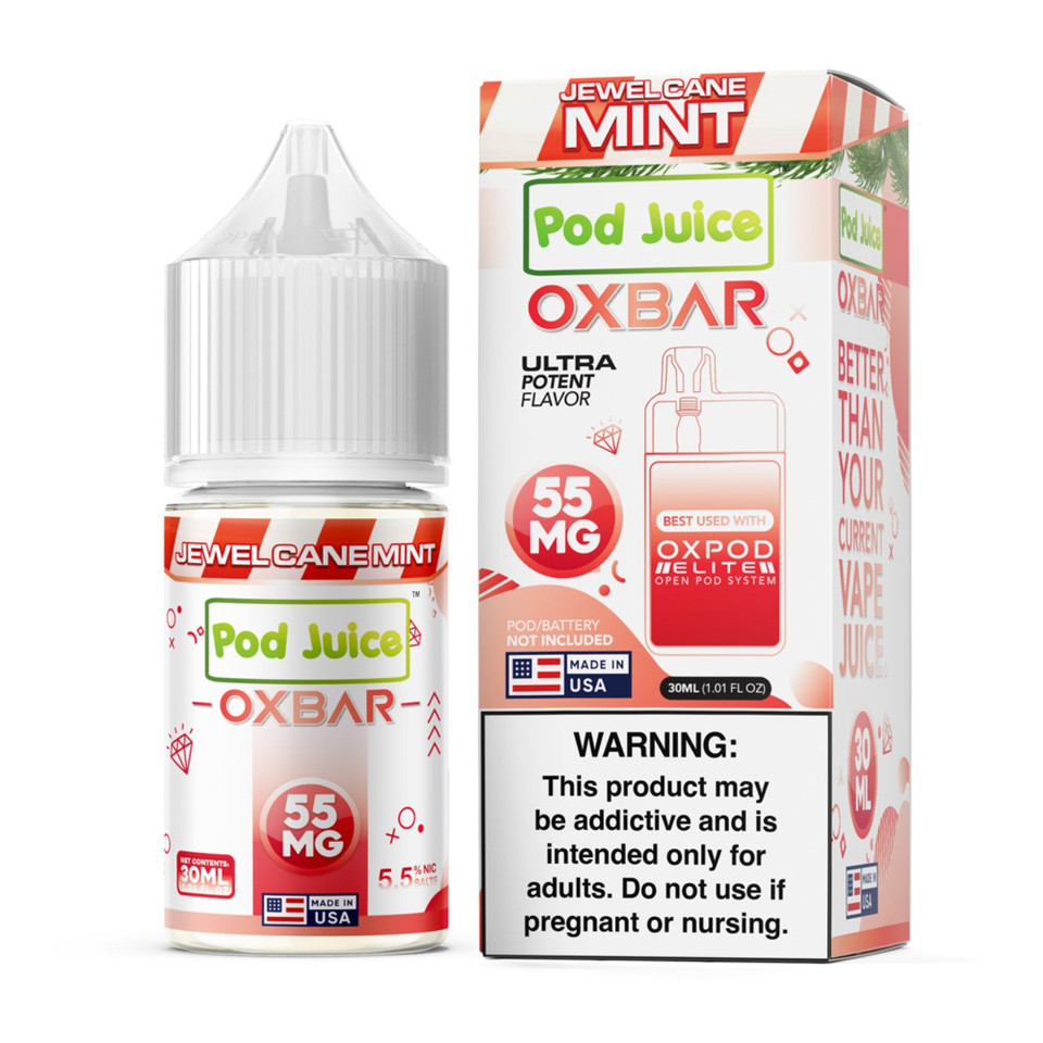 Pod x Oxbar Juice Salt Cane Mint Tobacco Free Nicotine E-Juice 30ml