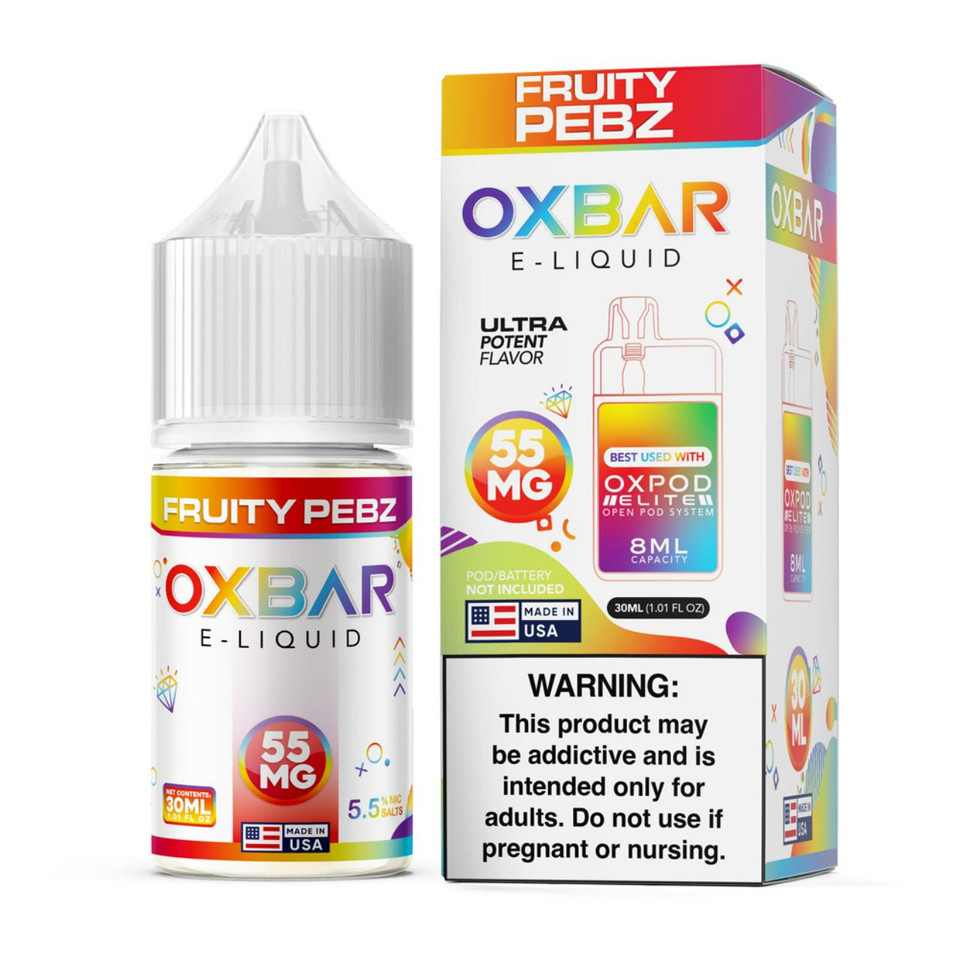Pod x Oxbar Juice Salt Fruity Pebz Tobacco Free Nicotine E-Juice 30ml