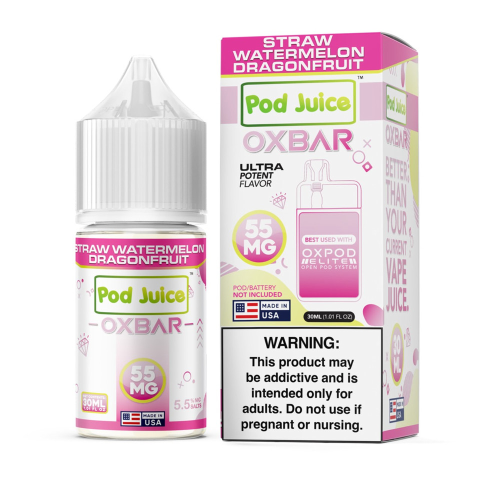 Pod x Oxbar Juice Salt Strawberry Watermelon Dragonfruit Tobacco Free Nicotine E-Juice 30ml