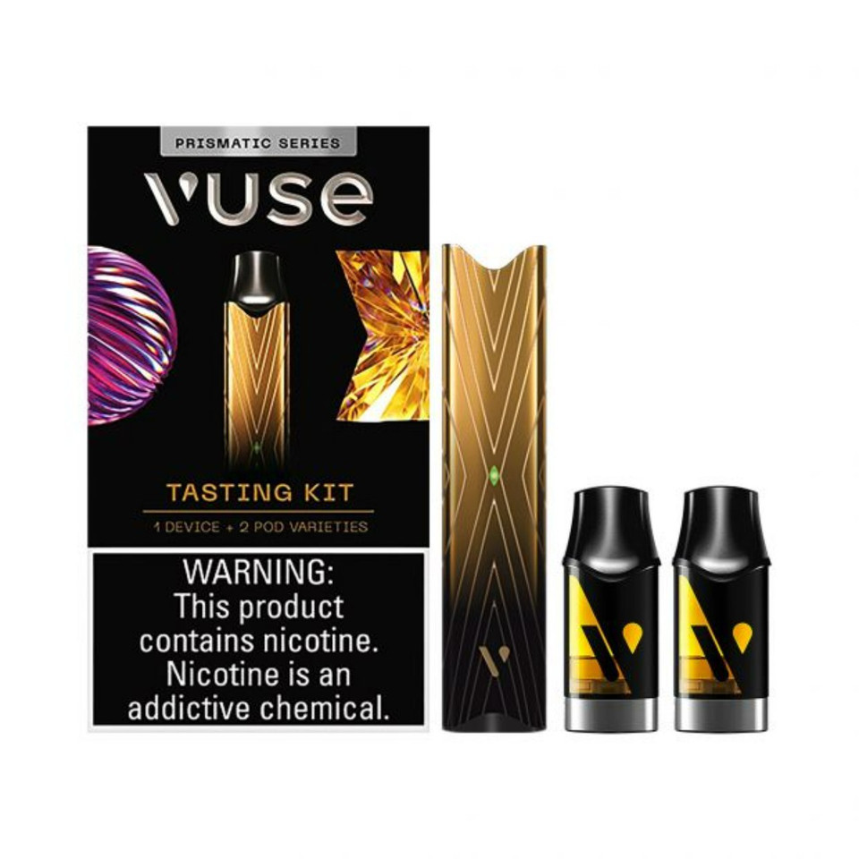 Vuse Alto Prismatic Series Tasting Kit Dusk Glow Tobacco Golden Spark Tobacco With Pods