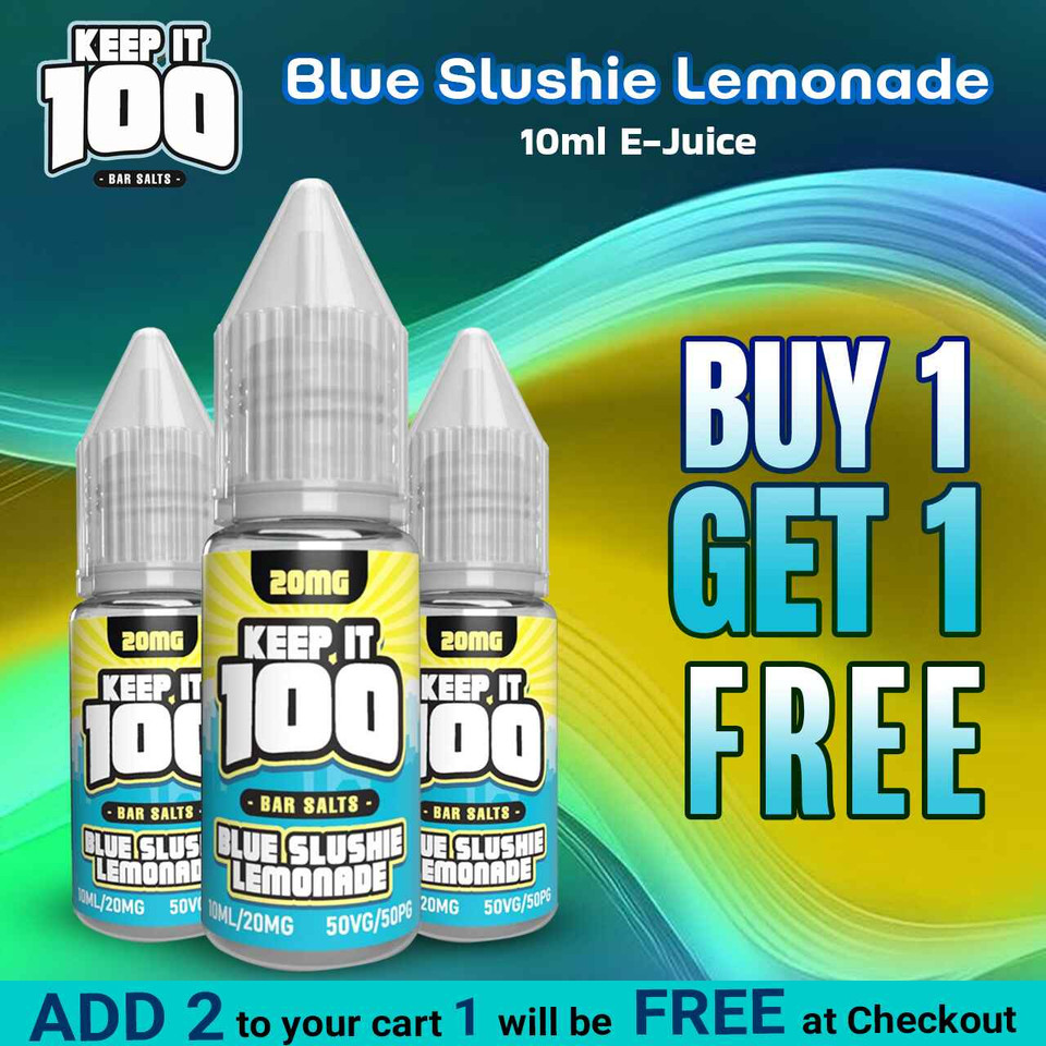 Keep it 100 Bar Salts Blue Slushie Lemonade 10ml E-Juice - Buy 1 Get 1 Free