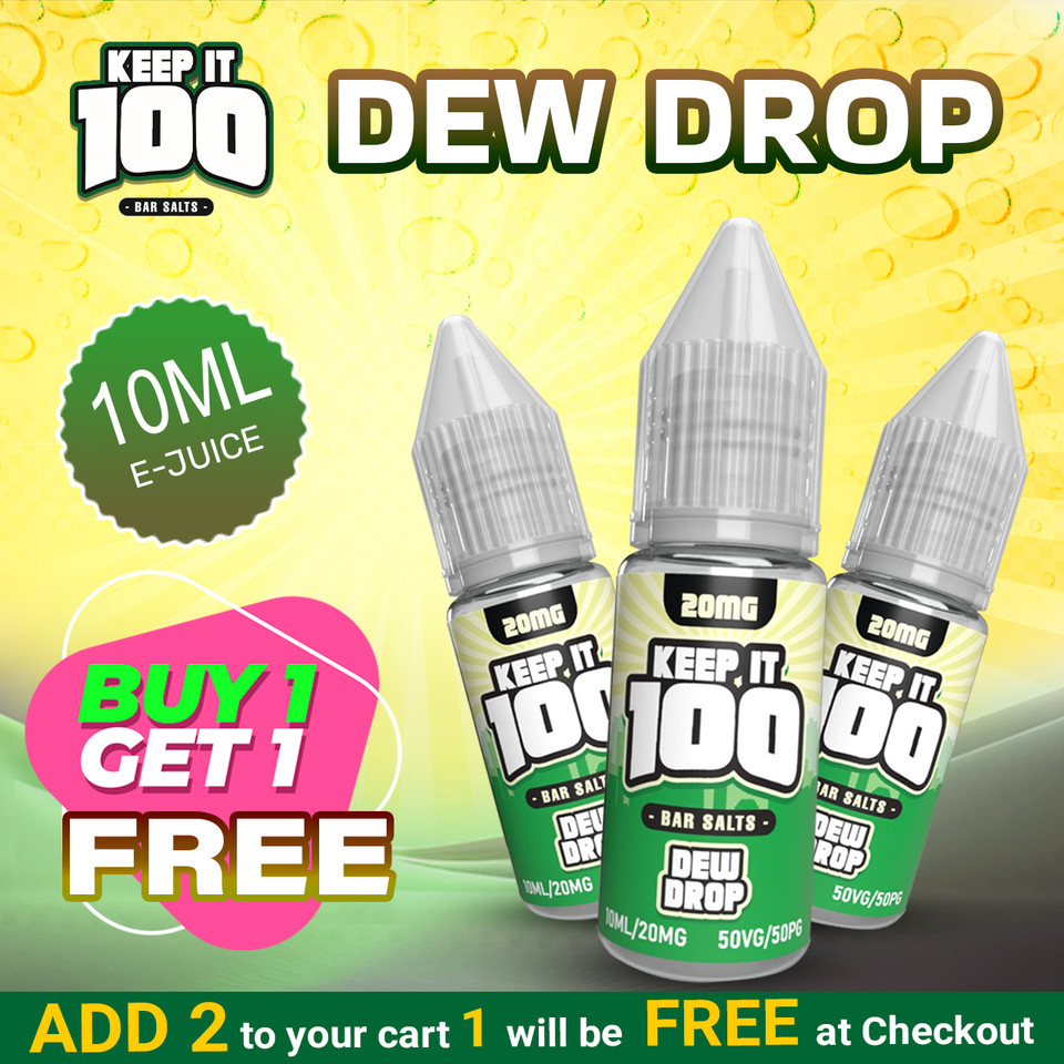 Keep it 100 Bar Salts Dew Drop 10ml E-Juice - Buy 1 Get 1 Free
