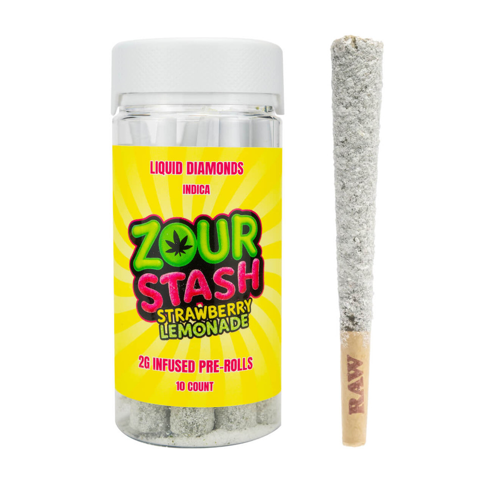 Zour Stash Liquid Diamonds Infused Preroll 2G – 10CT Strawberry Lemonade