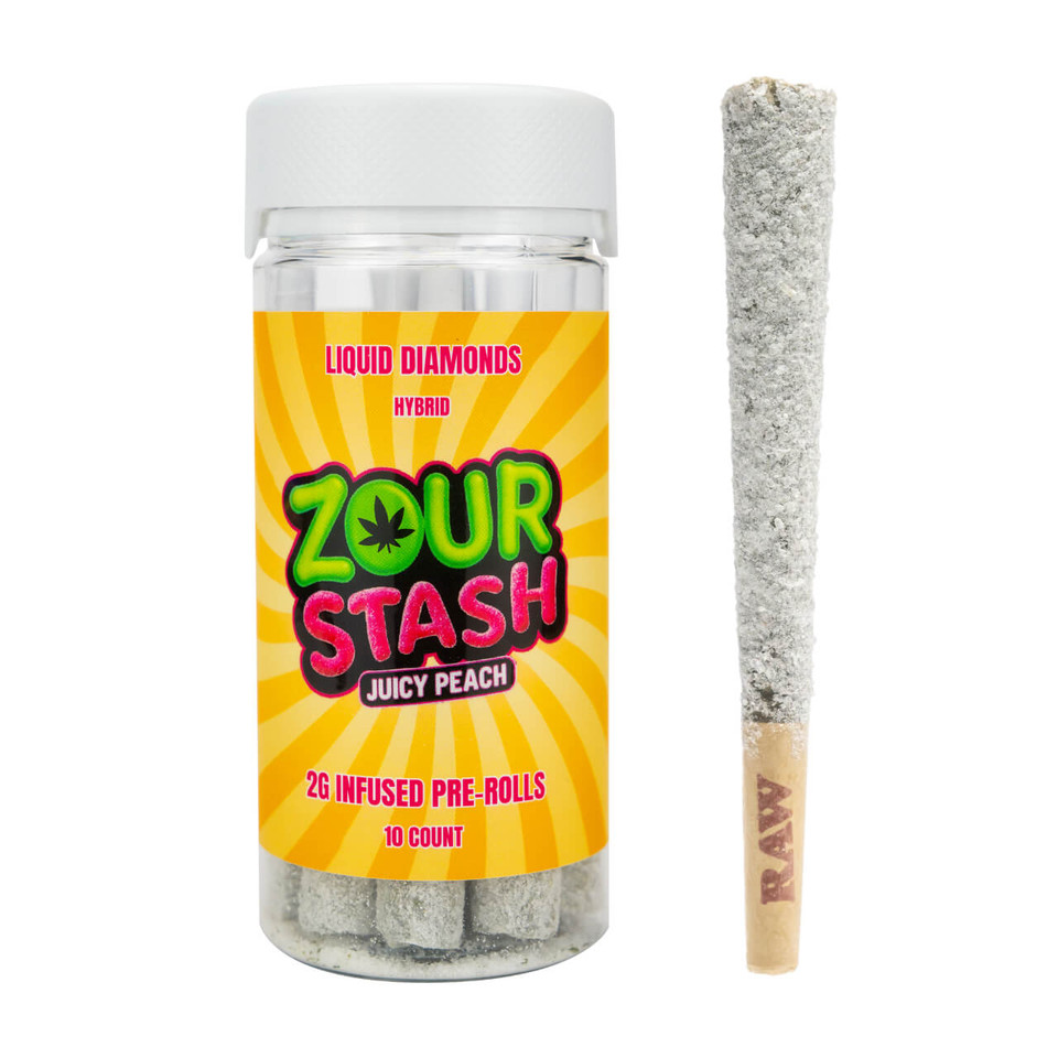 Zour Stash Liquid Diamonds Infused Preroll 2G – 10CT Juicy Peach