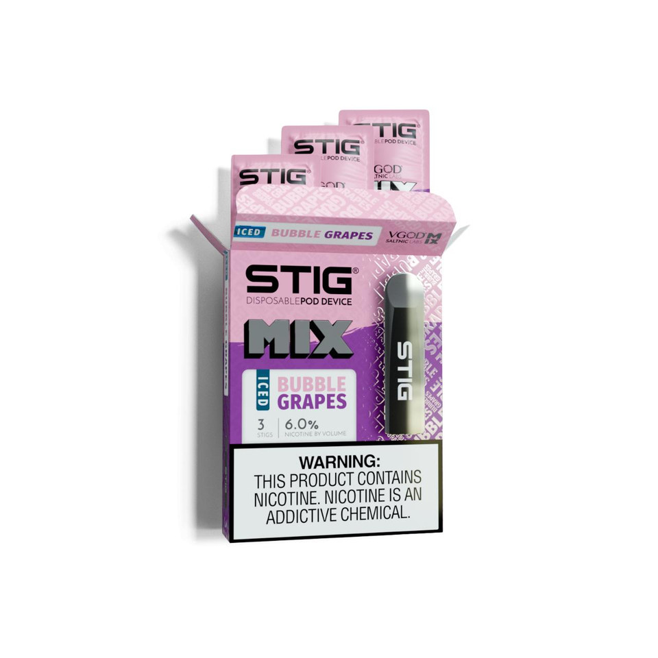 STIG 60MG Disposable Pod Device - 3PK Iced Bubble Grapes Mix