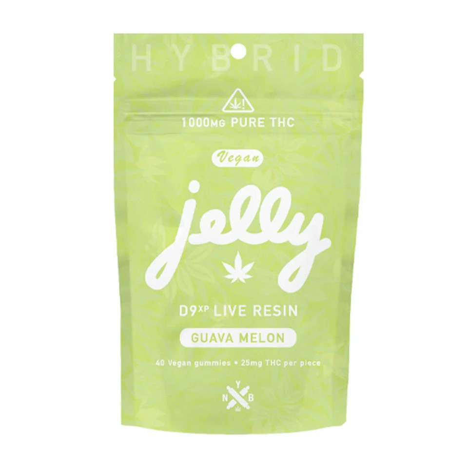 Jelly D9xp THC Live Resin Vegan Gummies 1000MG-Guava Melon Hybrid