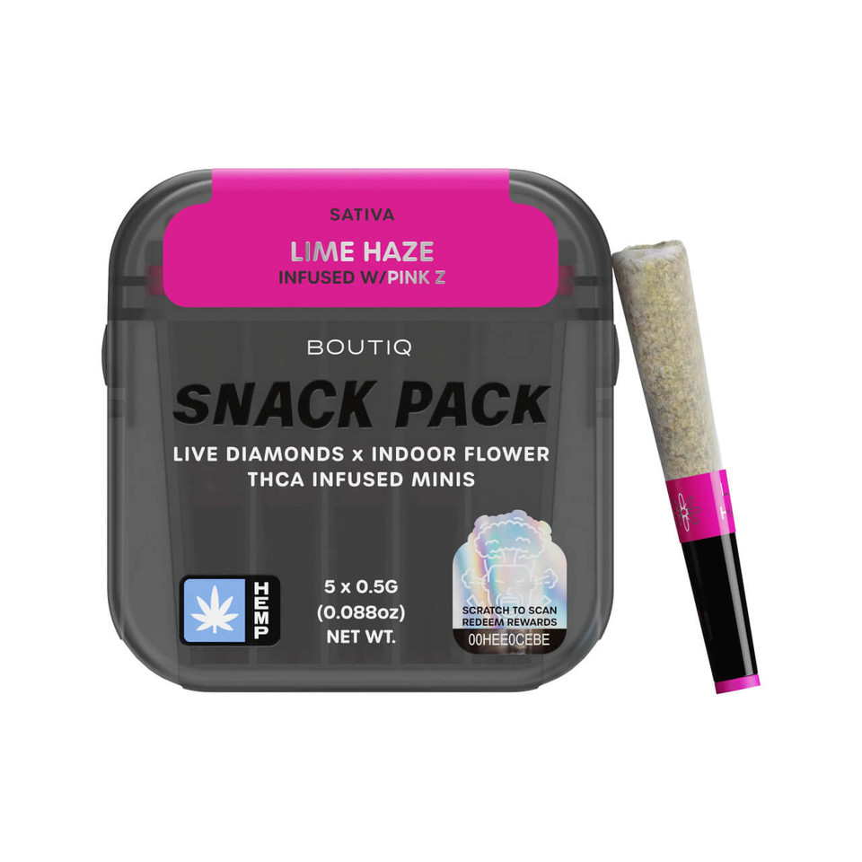 BOUTIQ THC-A Infused 0.5G Mini Pre-Rolls 5CT Lime Haze Pink Z - Sativa