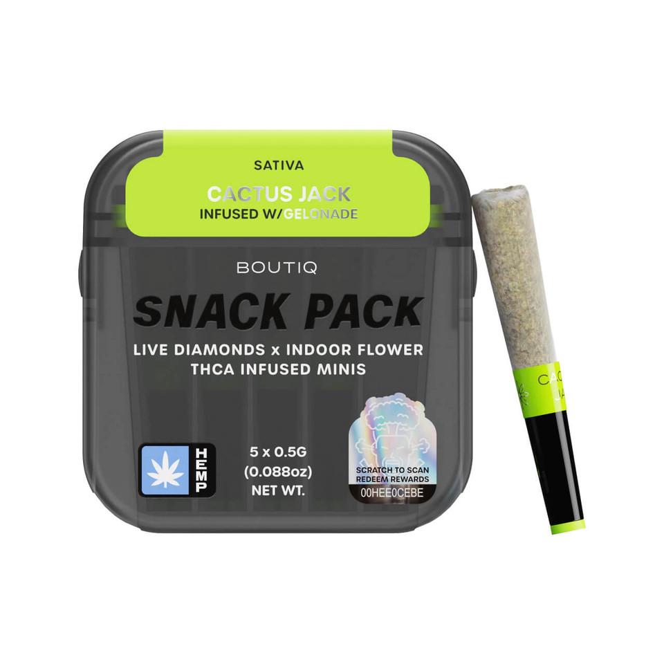 BOUTIQ THC-A Infused 0.5G Mini Pre-Rolls 5CT Cactus Jack Gelonade - Sativa