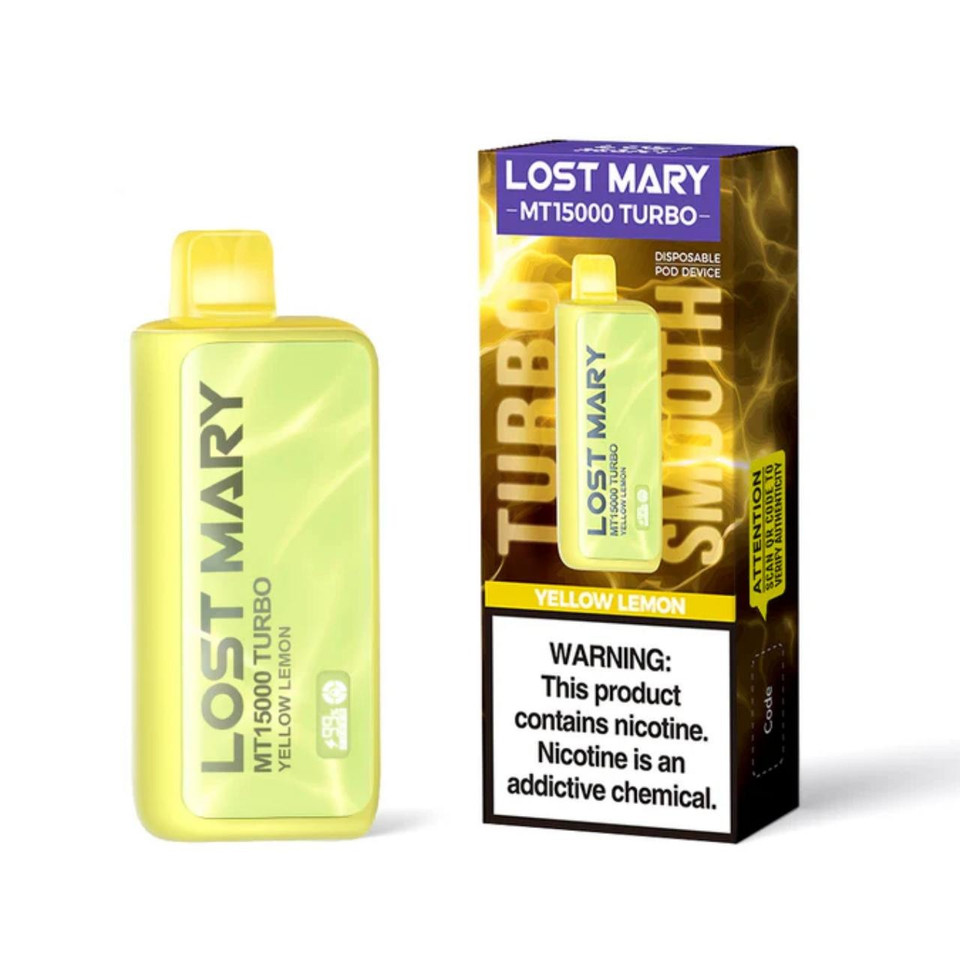 Lost Mary MT 15000 Puff Turbo Disposable Yellow Lemon.