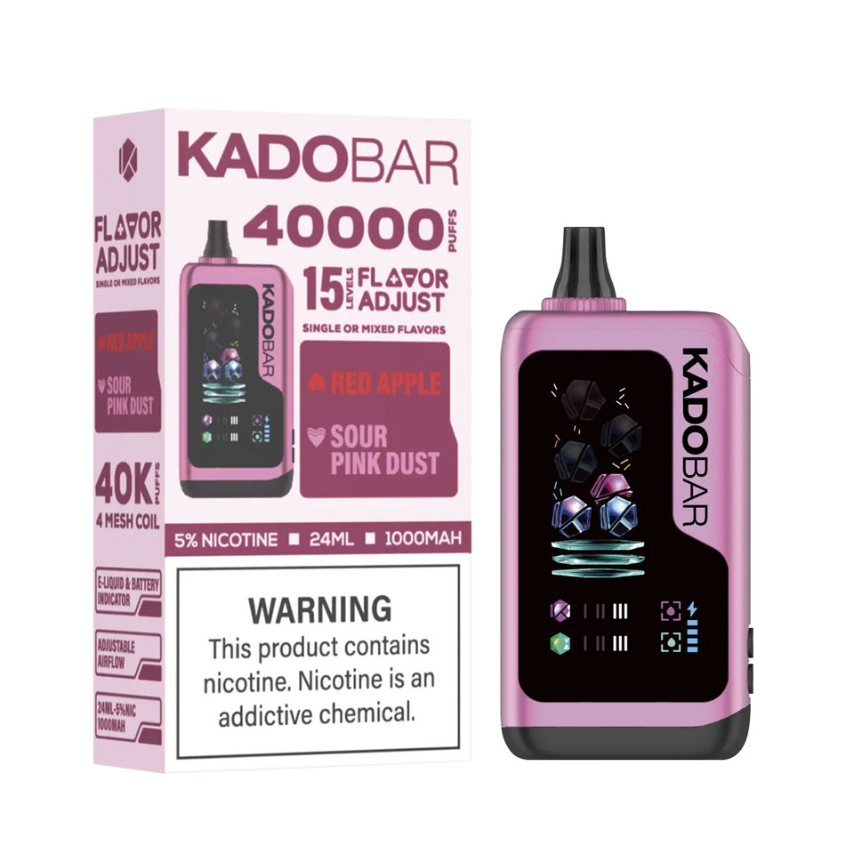 Kado Bar Flavor Adjust 40K Puff Disposable Red Apple Sour Pink Dust.
