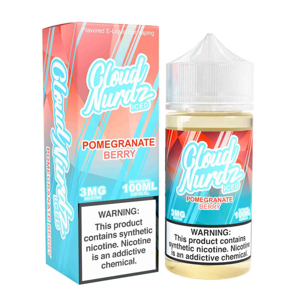 Cloud Nurdz Iced Pomegranate Berry Synthetic Nicotine 100ml E Juice