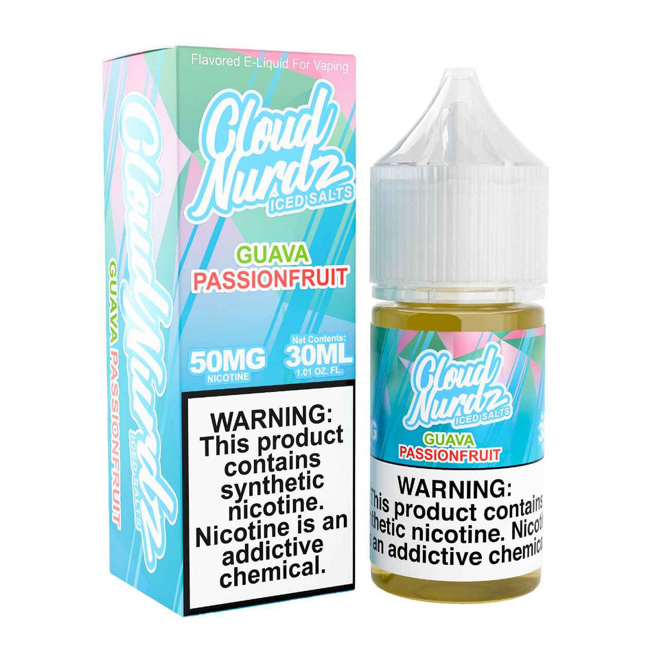 Cloud Nurdz Salts Iced Guava Passion Synthetic Nicotine 30ml E-Juice 50mg