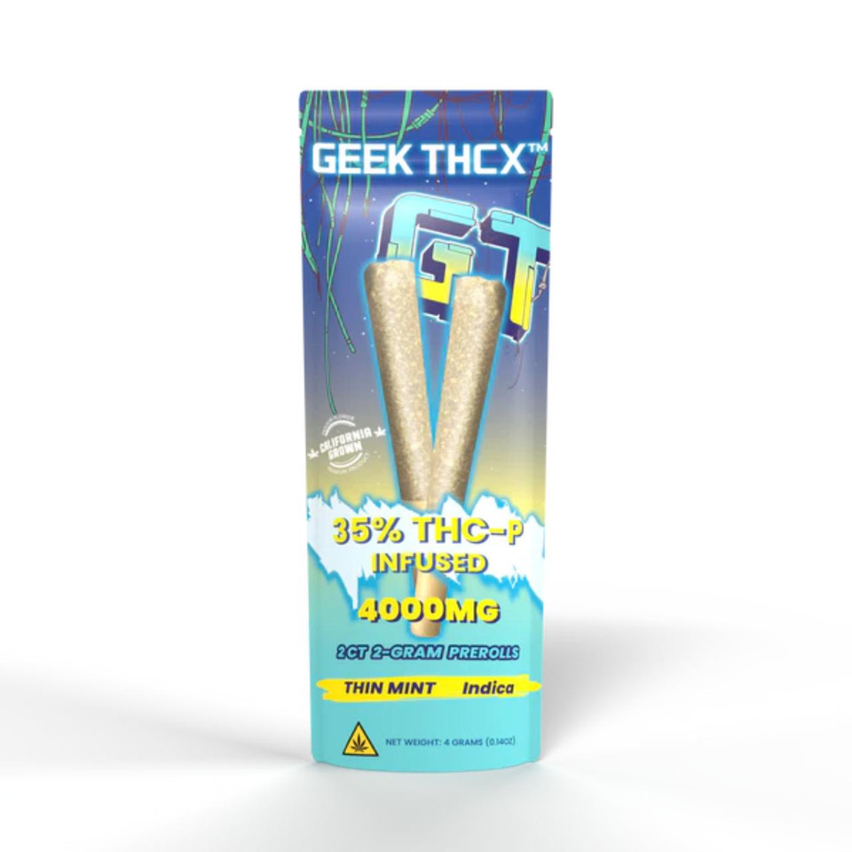 Geek THCX THC-P Infused Prerolls 4G 2CT-Thin Mint Indica