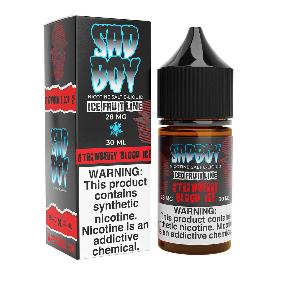SadBoy Iced FruitLine Strawberry Blood Ice Synthetic Nicotine 30ml Salt E-Juice SadBoy Iced FruitLine Strawberry Blood Ice Synthetic Nicotine 30ml Salt E-Juice