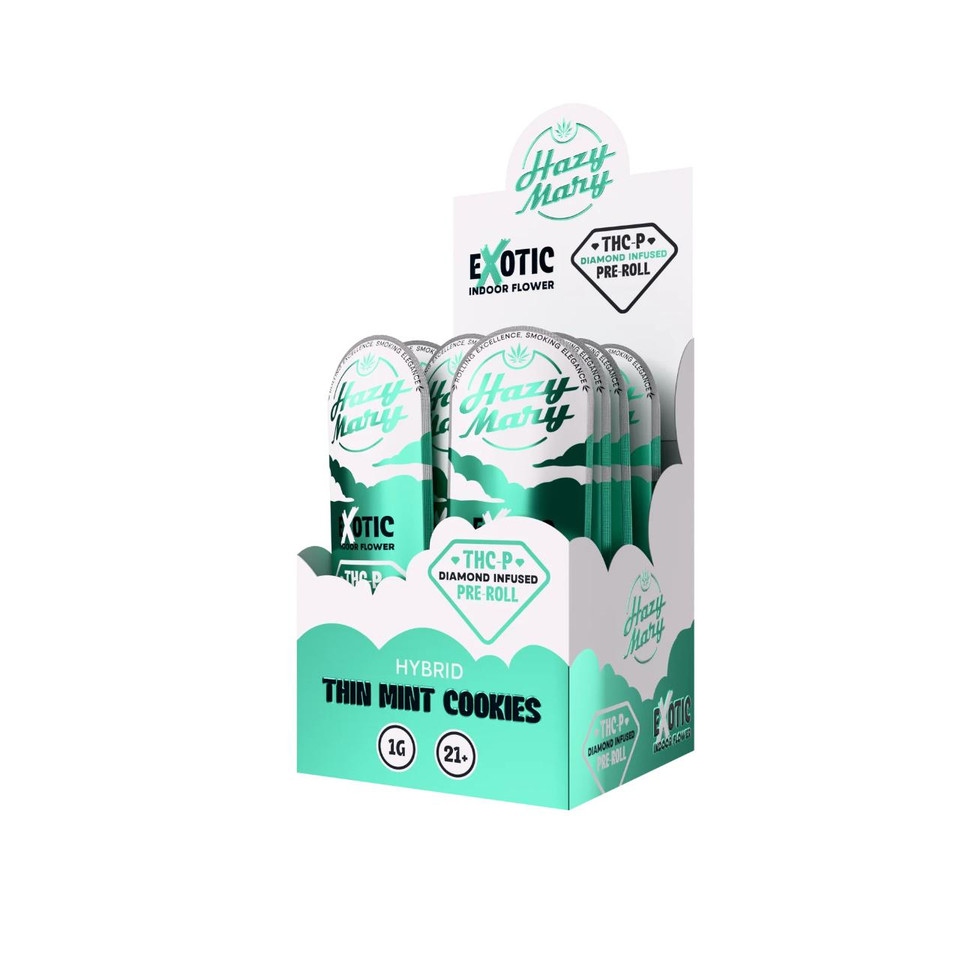 Hazy Mary Exotic THCP Diamond Infused PreRolls 1G-Thin Mint Cookies Hybrid