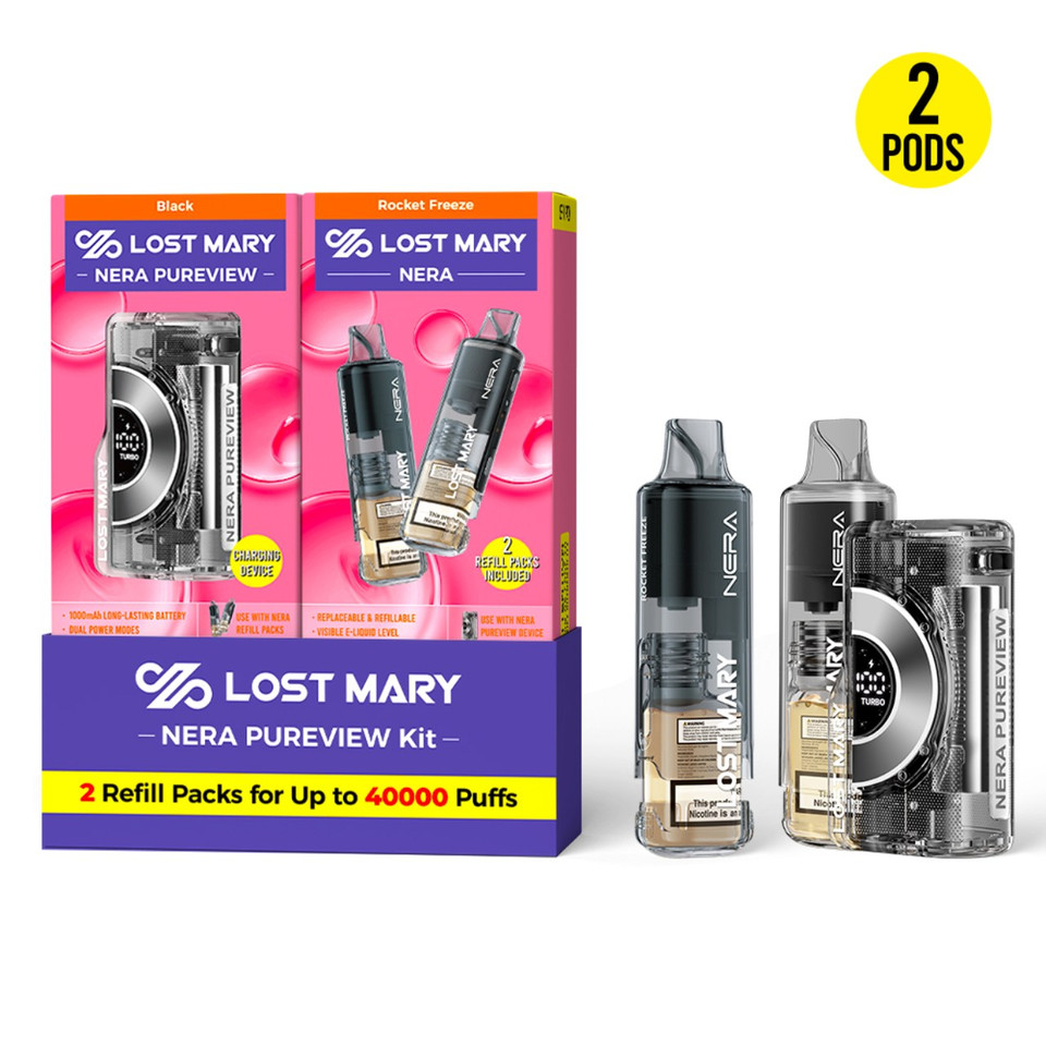 Lost Mary Nera Pureview Kit 40K Puff Disposable Black - Rocket Freeze