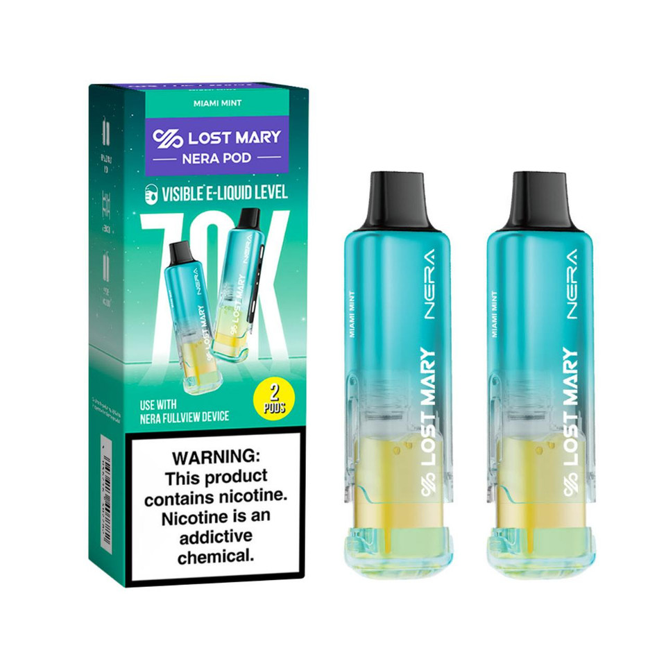 Lost Mary Nera Fullview Kit 70K Puff Replacement Pod Cartridge - 2PK Miami Mint