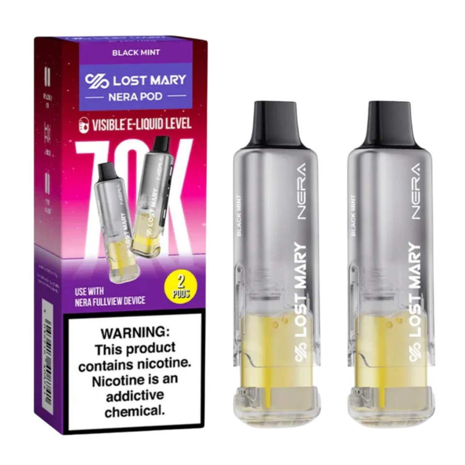 Lost Mary Nera Fullview Kit 70K Puff Replacement Pod Cartridge - 2PK Black Mint