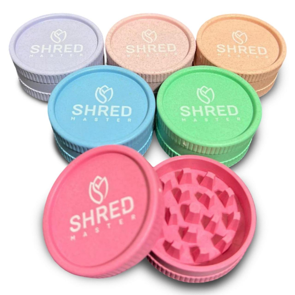 Shred Master Hemp Grinder 2 Piece -24COUNT Pastel