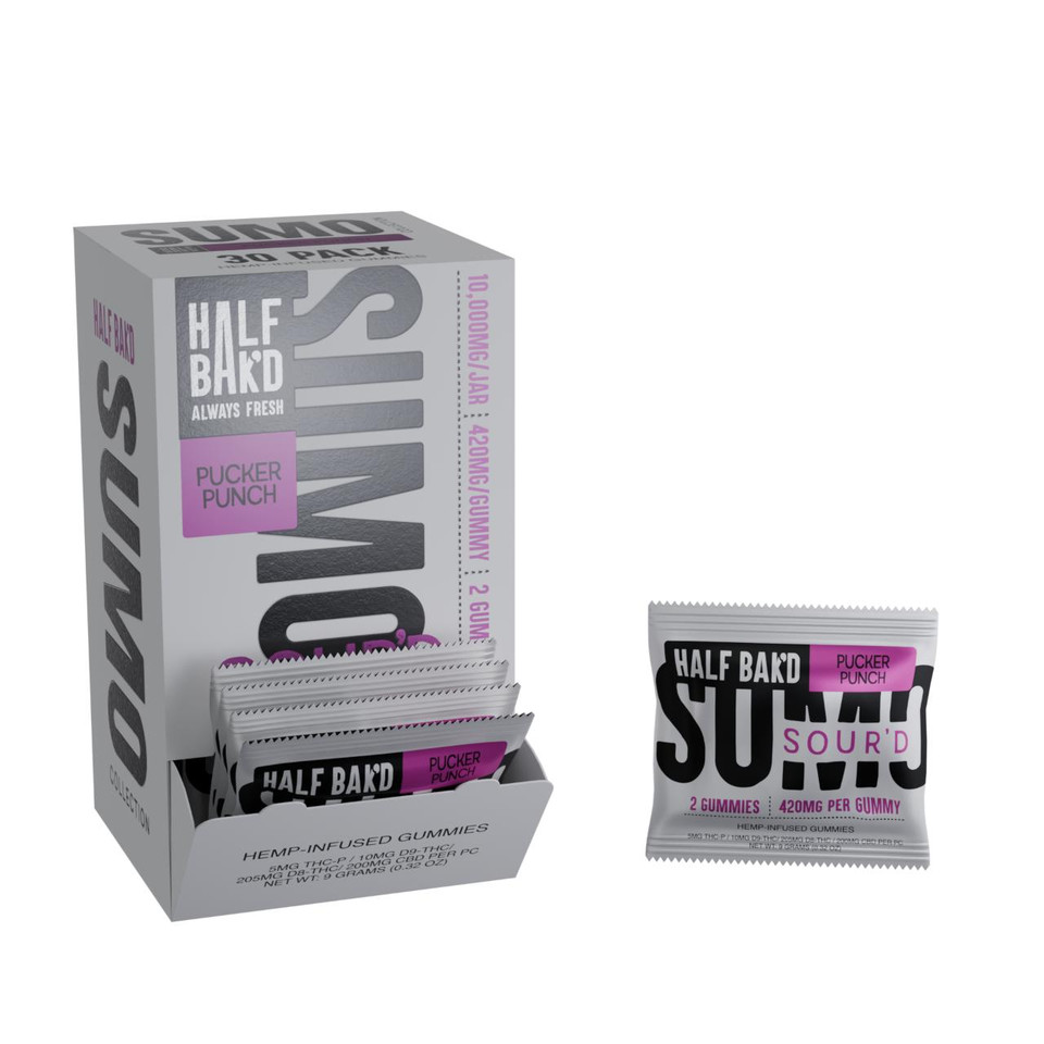 Half Bak'd Sumo Sour'D Blend Infused Gummies - 30COUNT Pucker Peach